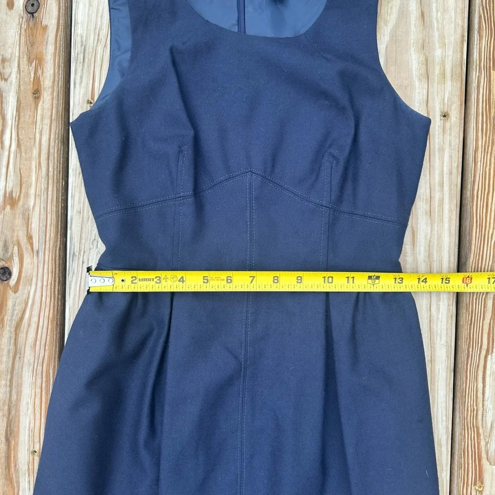 J.Crew Dress Sz‎ 2 Allie In Festival Blue Wool Blend Sleeveless Sheath